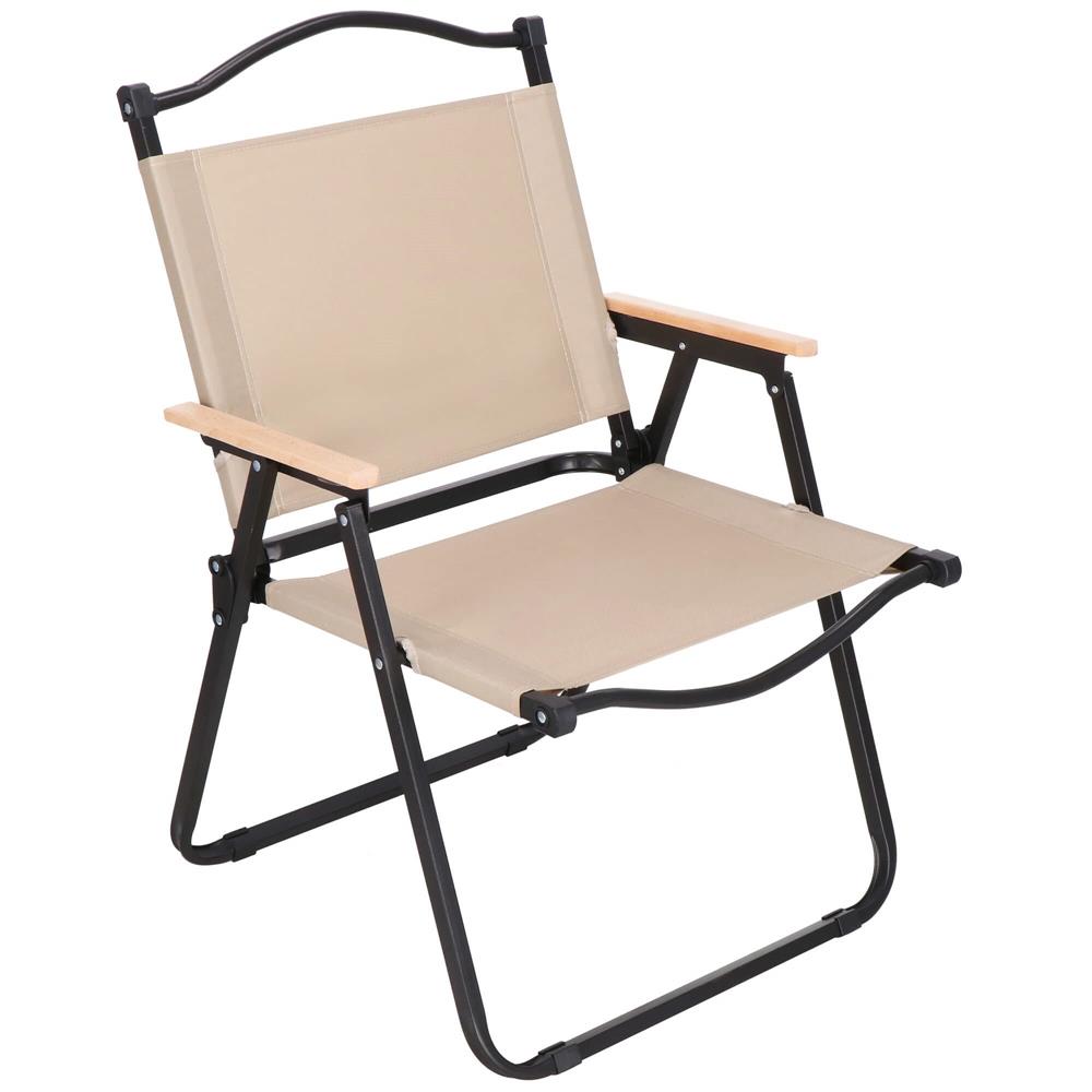 Scaun metalic plabil pentru gradina, camping sau plaja, 78x53x60cm, bej