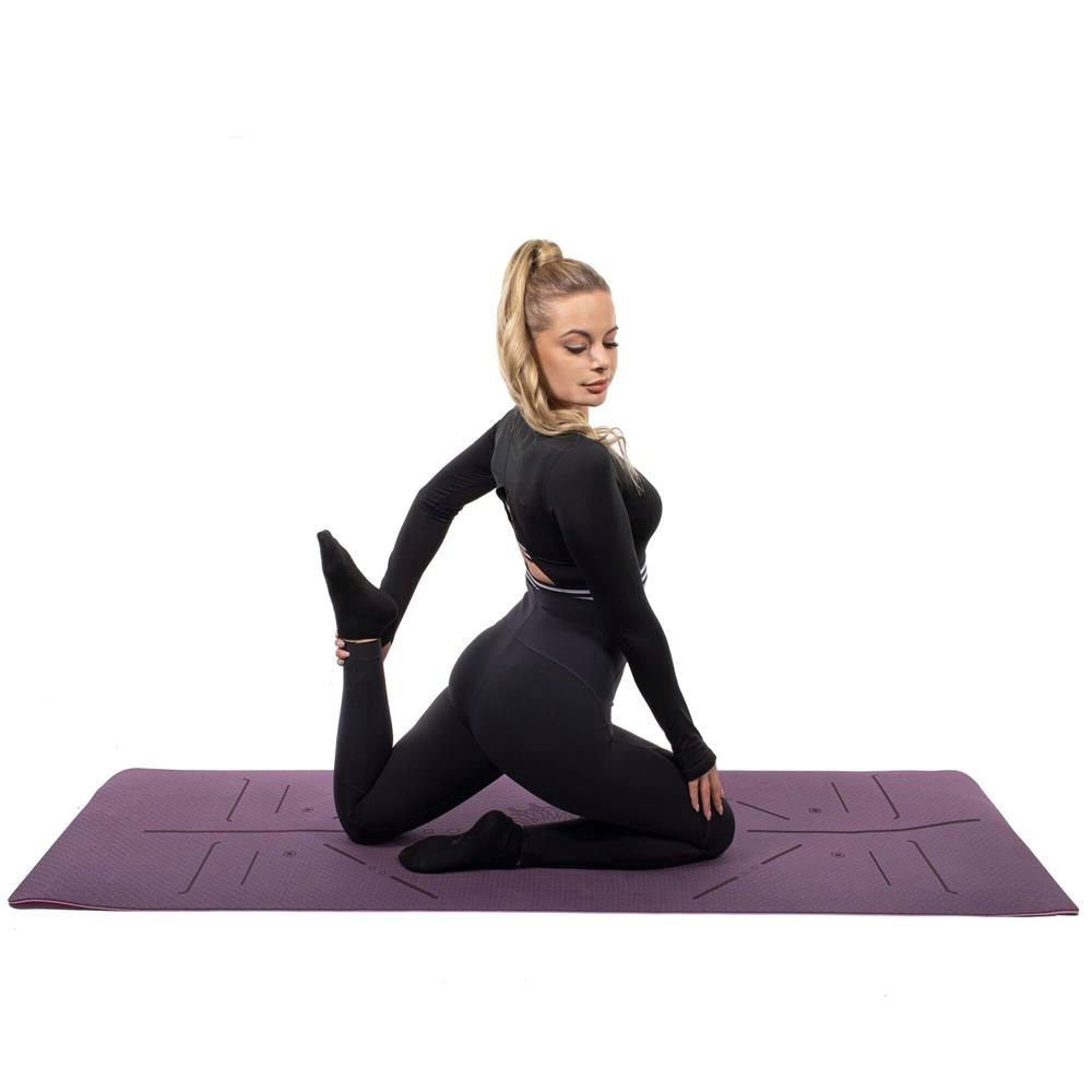 Saltea pentru antrenament, yoga, fitness, aerobic, pilates, exercitii la sol, 183x61cm, violet