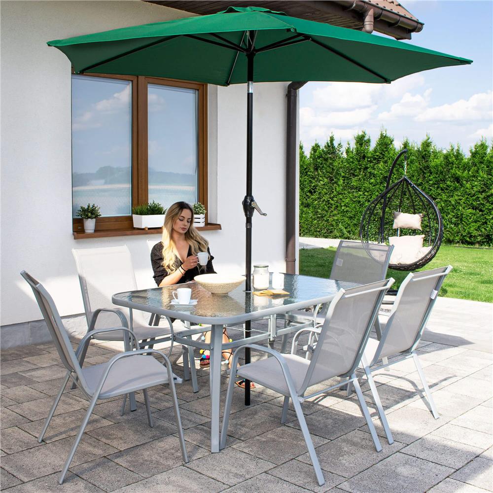 Umbrela terasa gradina, cu manivela si inclinare, diametru 250cm, Verde