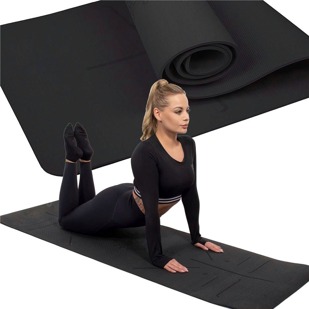 Saltea pentru antrenament, yoga, fitness, aerobic, pilates, exercitii la sol, 183x61cm, negru