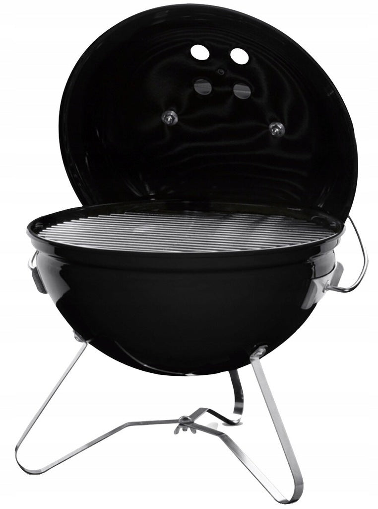 Gratar rotund, din otel, cu suport cromat, tava din inox, 43x37cm, negru