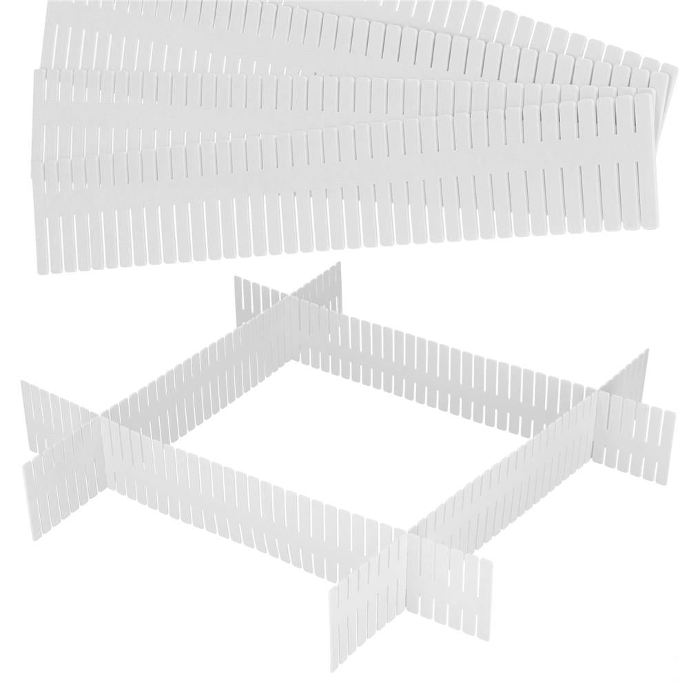 Organizator pentru sertar cu 4 separatoare, 46x7cm, alb