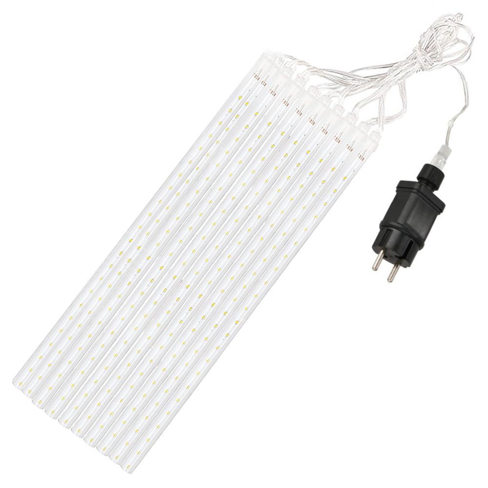 Instalatie de Craciun, 10 tuburi, 50cm, 480 LED, ploaie de meteoriti, alb