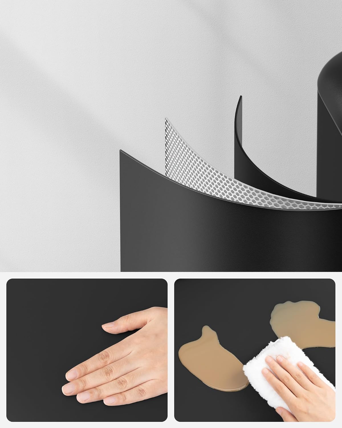 SONGMICS Cos de gunoi din otel, cu pedala si soft-close, galeata interioara, 30 litri, negru - 4