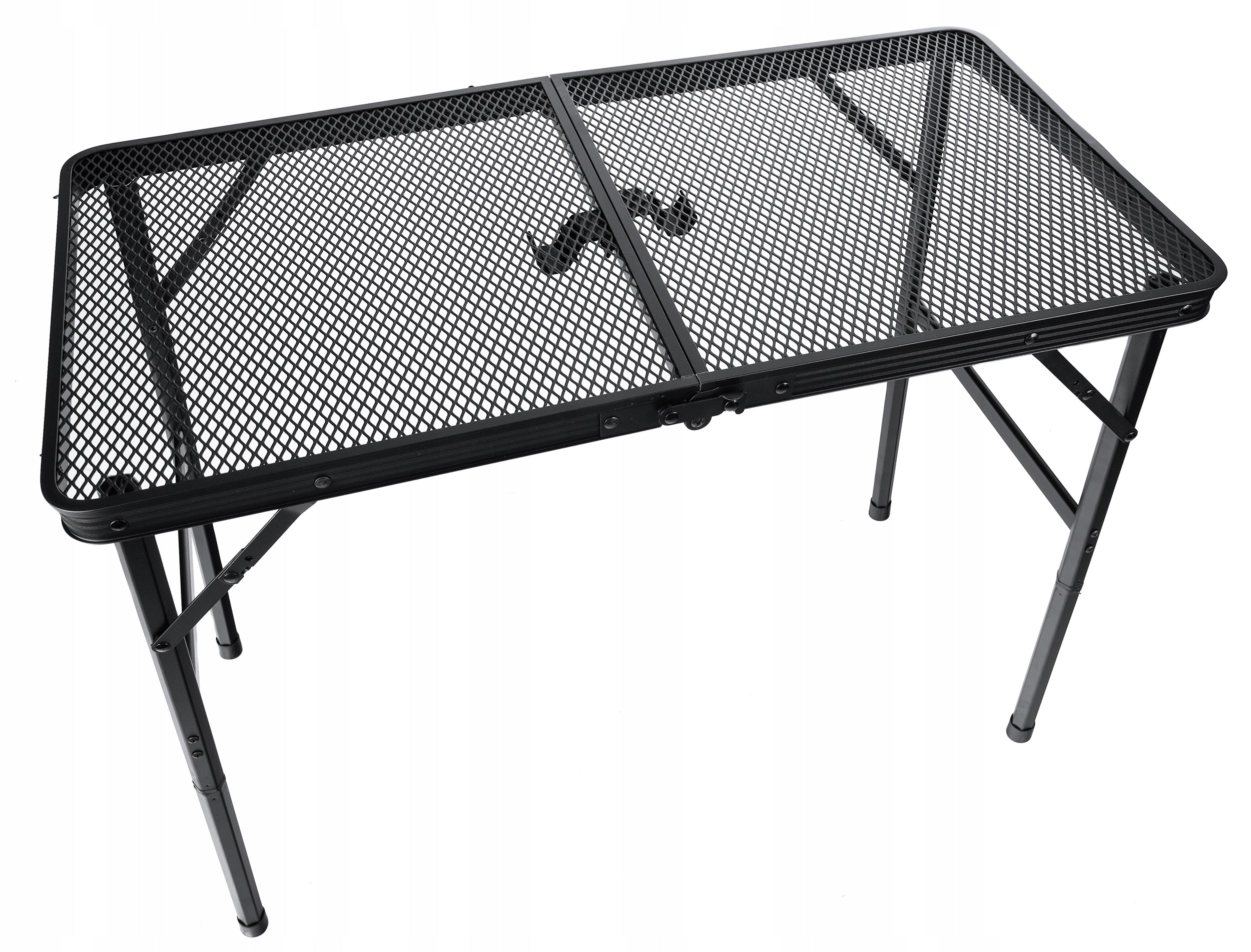 Masa pliabila metalica pentru gradina sau drumetie, 80x40x66cm, inaltime reglabila, neagra
