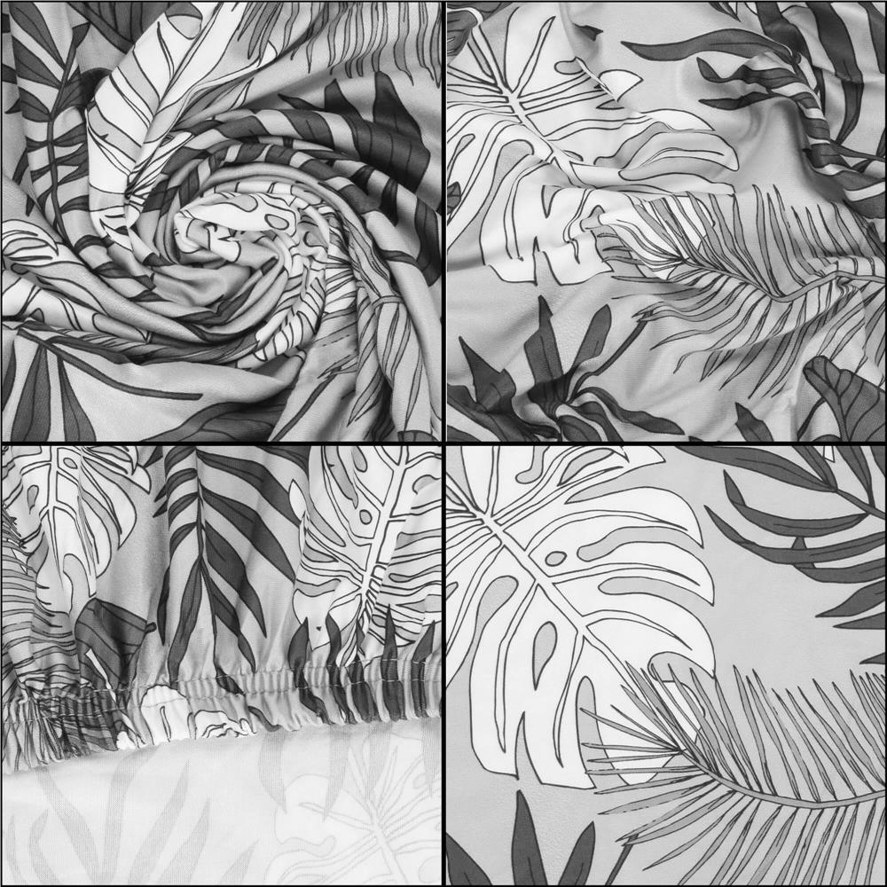 Set 4 huse universale pentru scaun, marime universala, poliester si spandex, 38x70cm, gri cu model floral