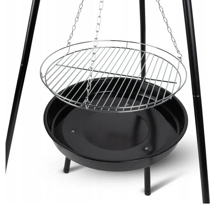 Gratar metalic, cu trepied si tava de gatire suspendata, reglabil, 147x95cm