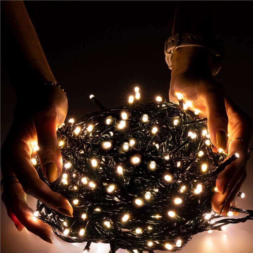Instalatie lumini pentru bradul de Craciun, 19,5 metri, 300 LED-uri, galben