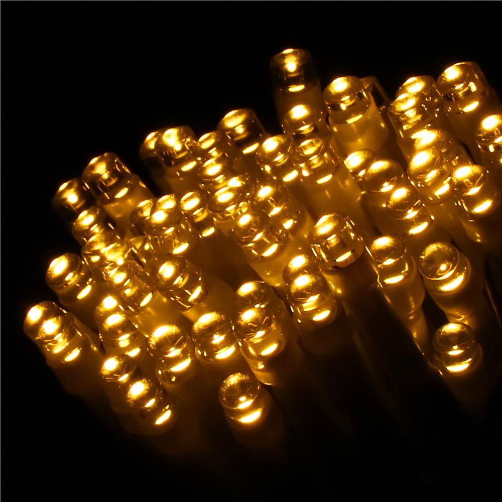 Instalatie lumini de exterior pentru gradina, 10 metri, 100 LED-uri, cu baterii, galben