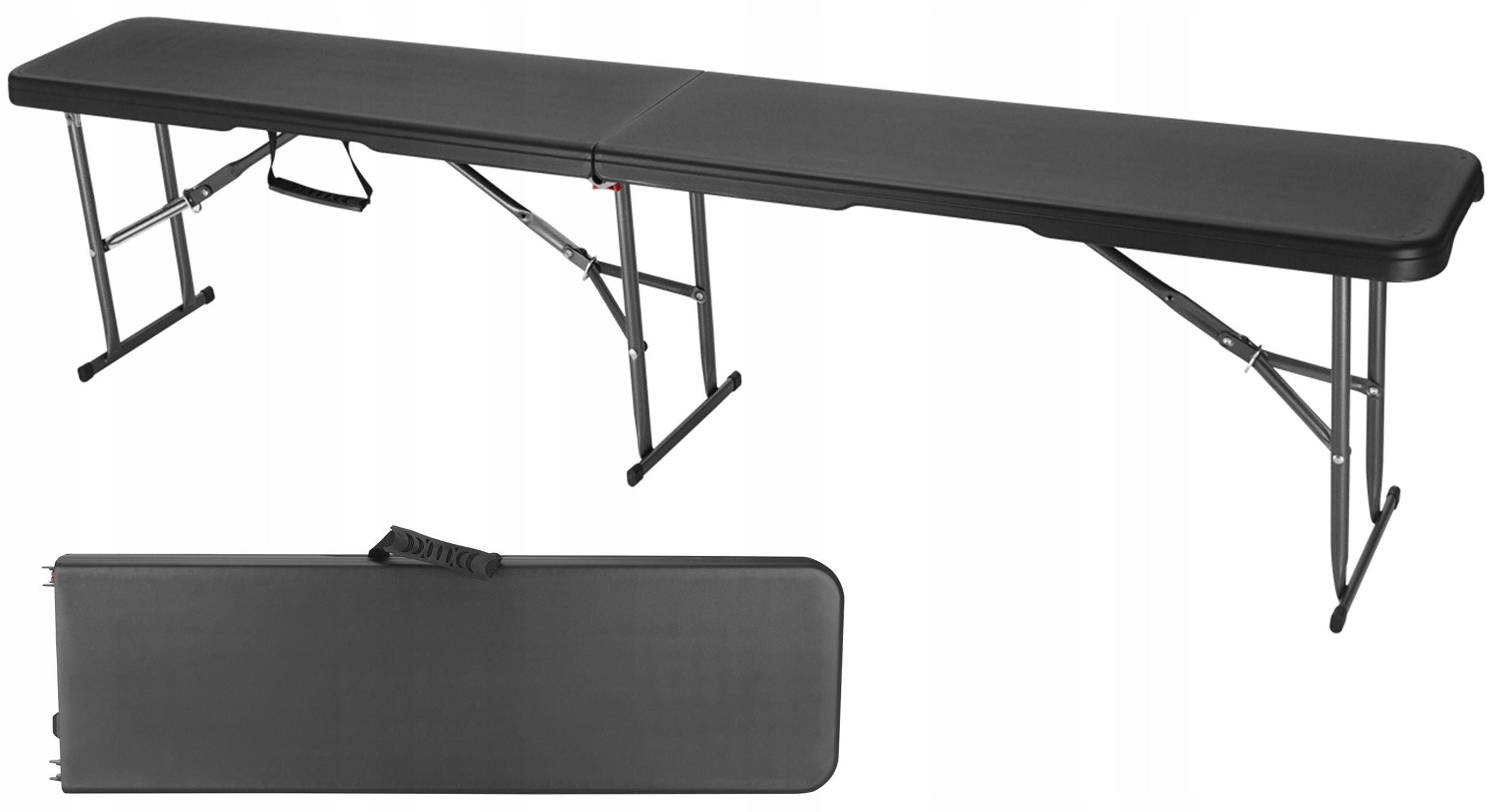 Banca pliabila pentru gradina sau catering, HDPDE, 180x28x43cm, negru