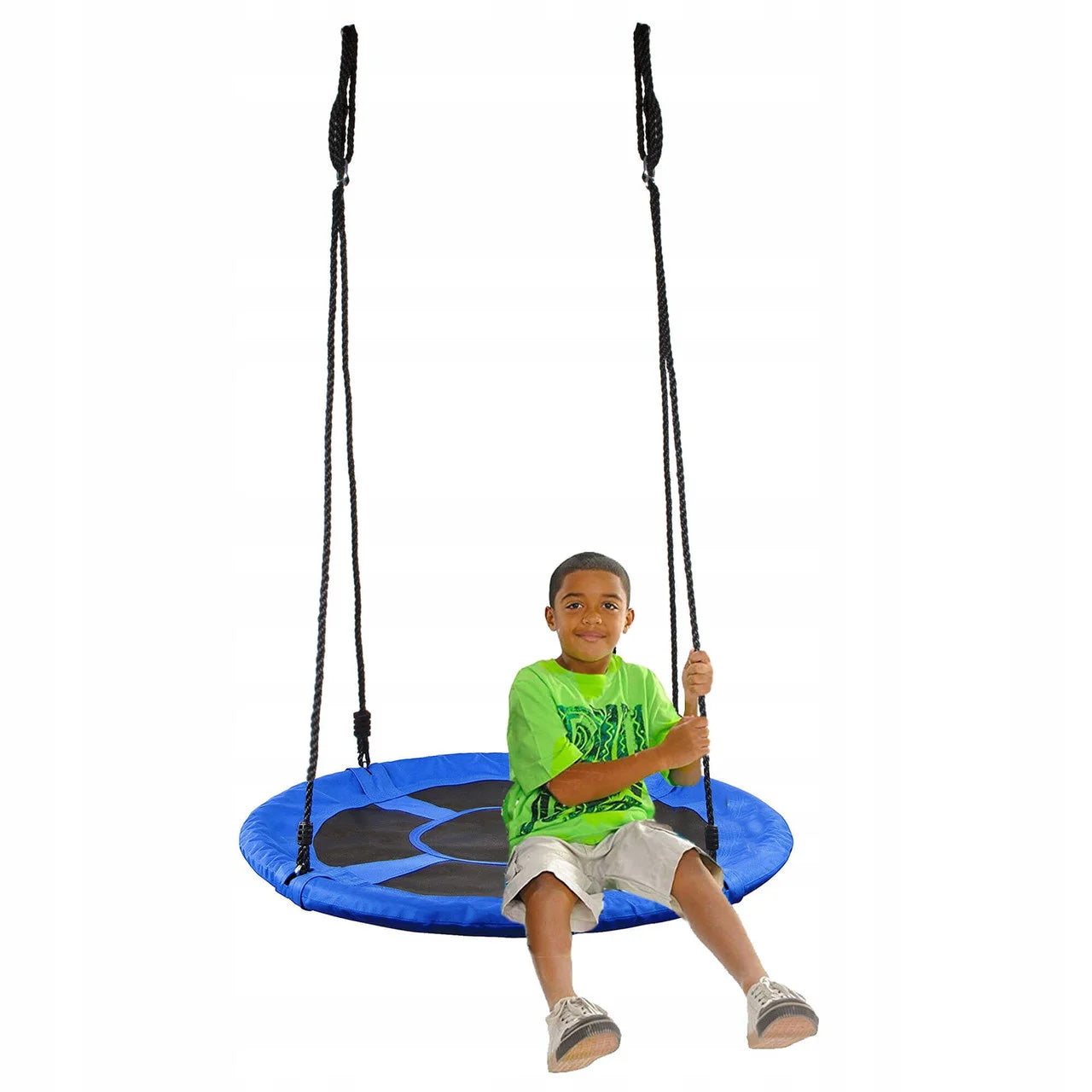Leagan tip cuib Sersimo NS8, diametru 90cm, inaltime reglabila, pentru exterior, sarcina 150 kg, Albastru Negru