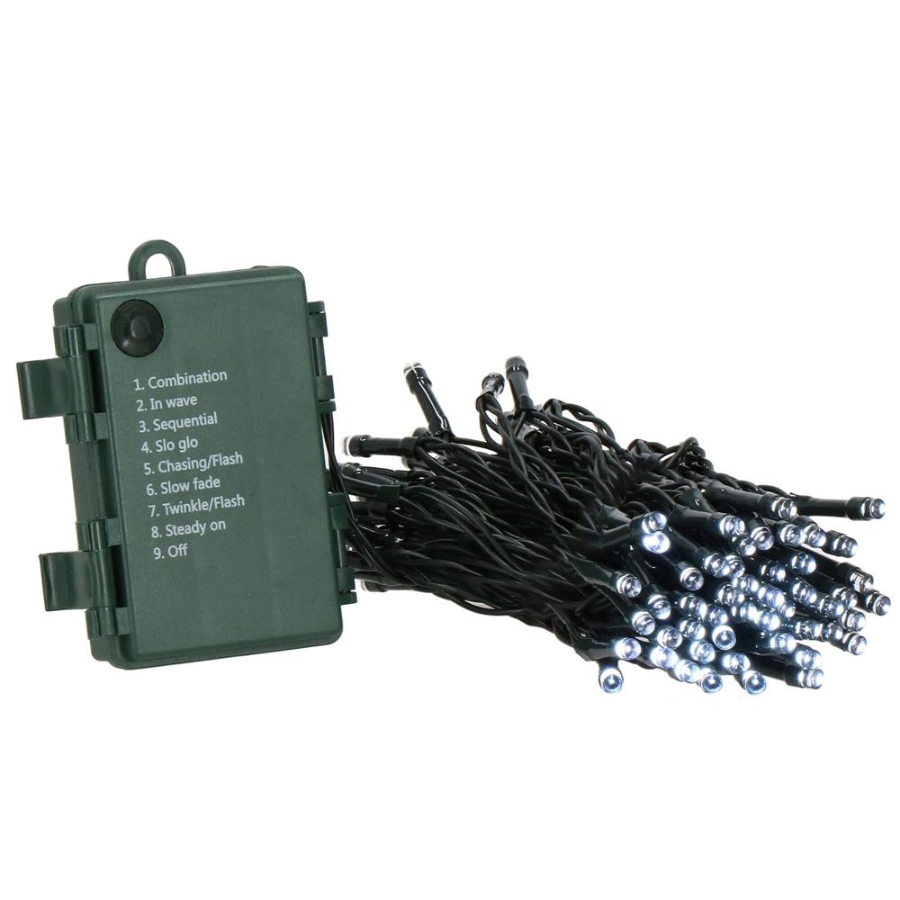 Instalatie lumini de exterior pentru gradina, 10 metri, 100 LED-uri, cu baterii, alb