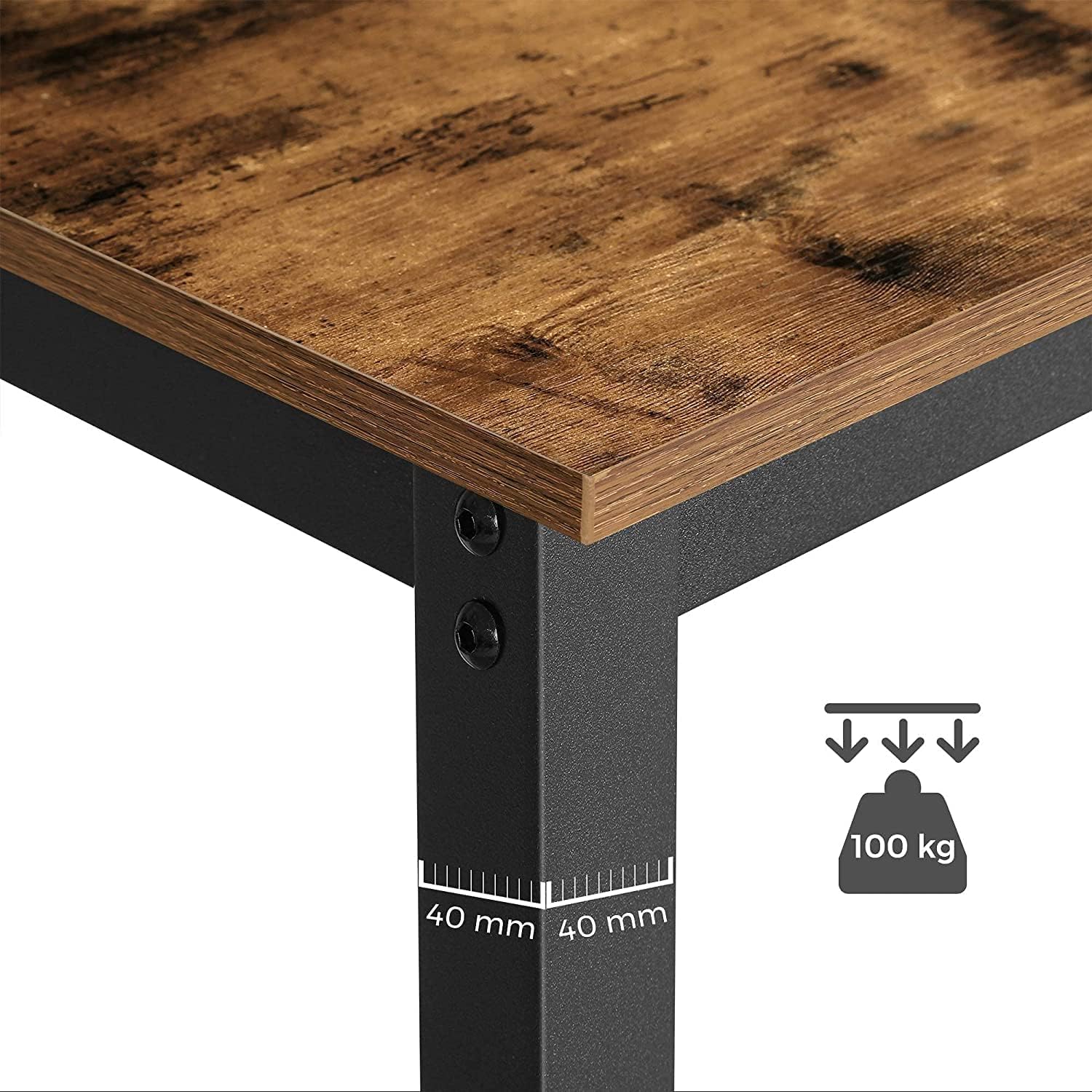 VASAGLE Masa de bar pentru bucatarie, dreptunghiulara, inalta, cadru de otel, 60x120x90cm, stil industrial, maro rustic si negru