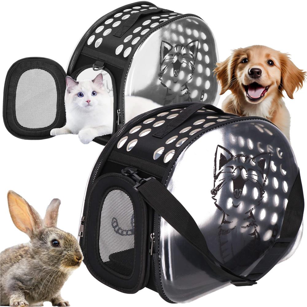 Geanta pentru transport animale de companie pisica sau catel, M, 42x26x32 cm, transparent - 5