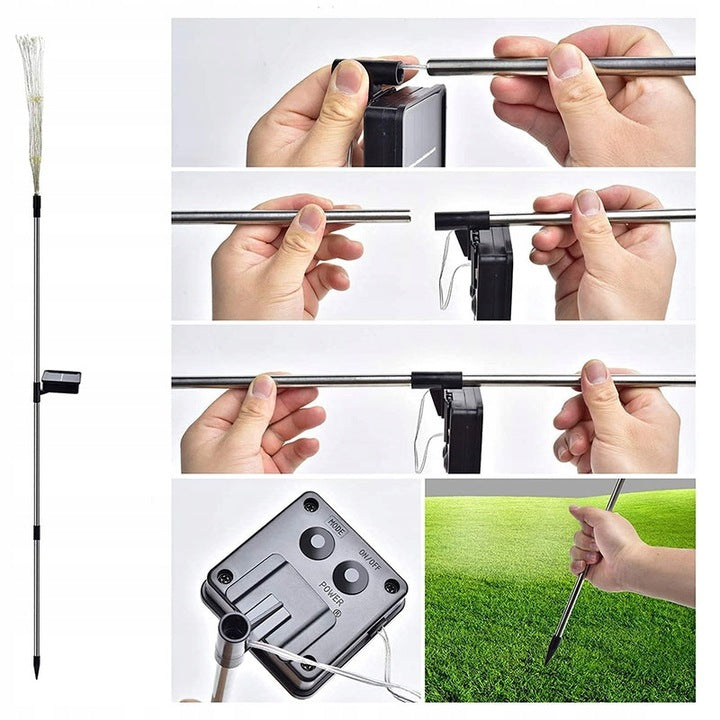 Lampa solara cu efect artificii, IP65, 150 LED-uri, 90cm, alb cald