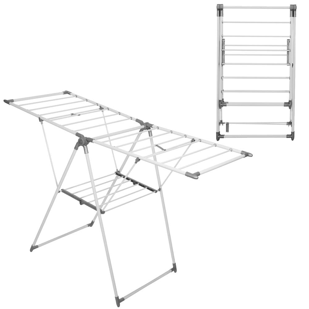 Uscator de rufe pliabil, 3 platforme cu etaj intermediar de agatat, 156x57x100cm