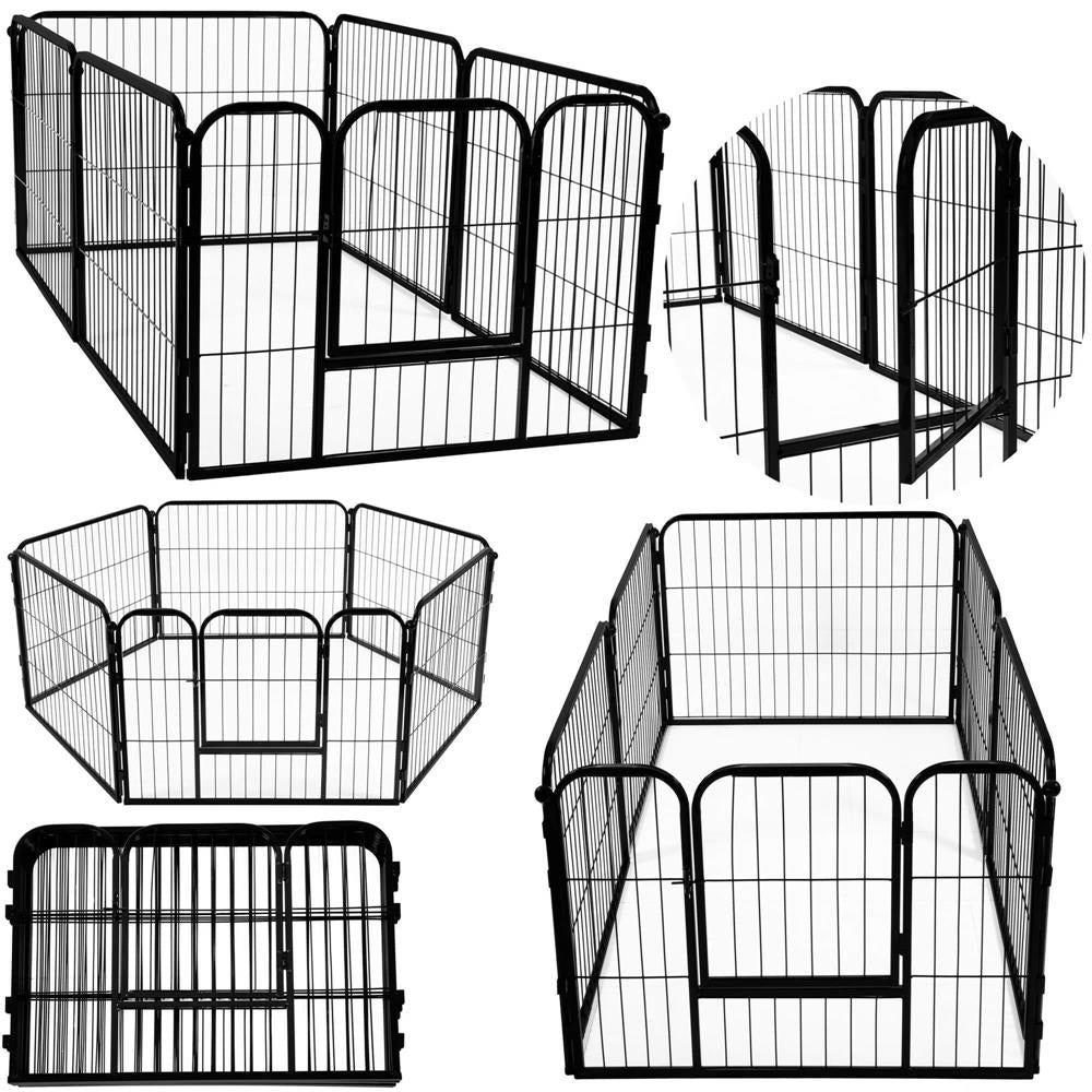 Tarc pentru animale de companie, din fier, forma configurabila, cu usa de acces, 3XL, 165x80x60cm, negru