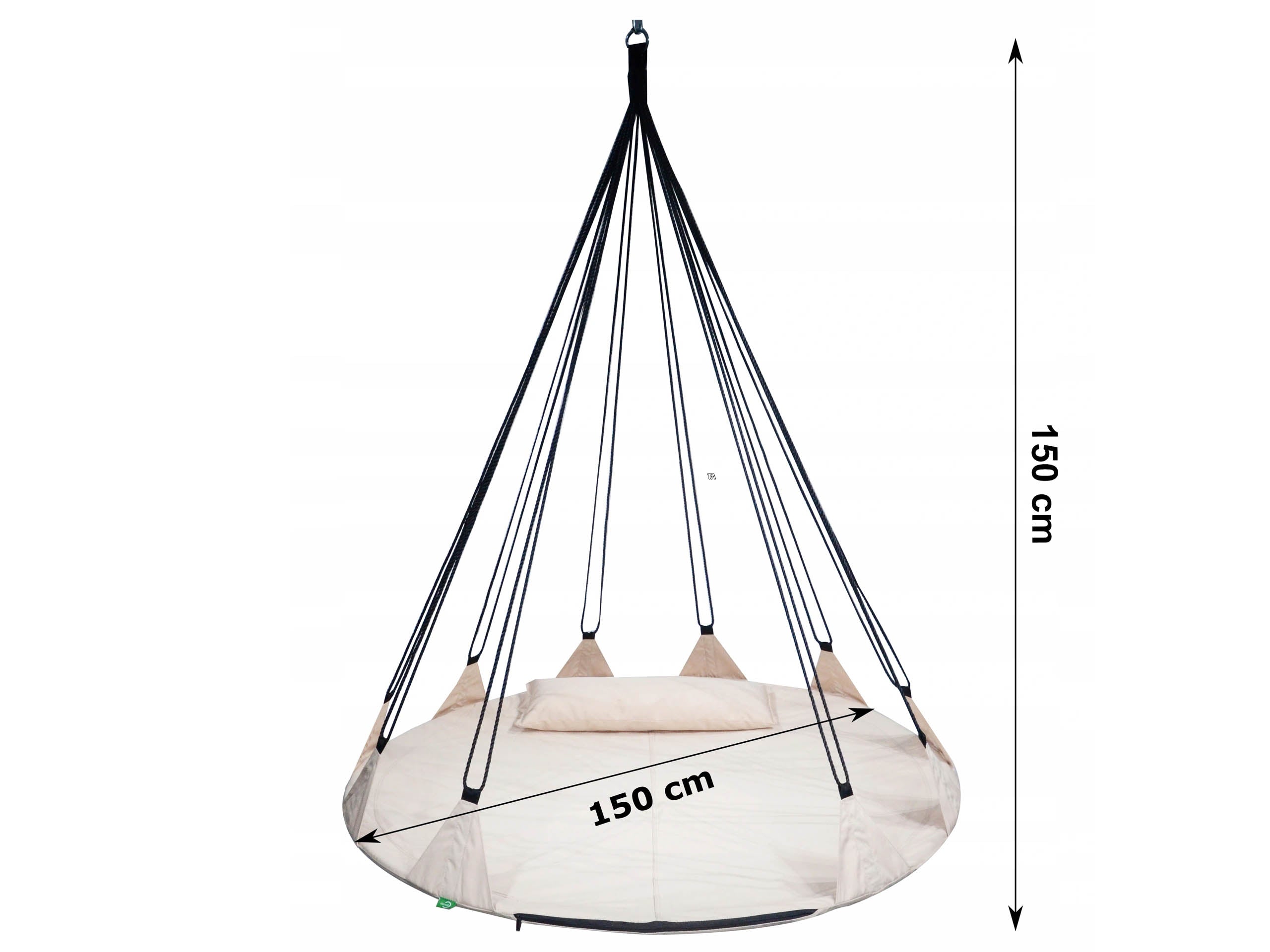 Leagan de gradina XXL Sersimo, suspendat tip pat, 150cm, bej
