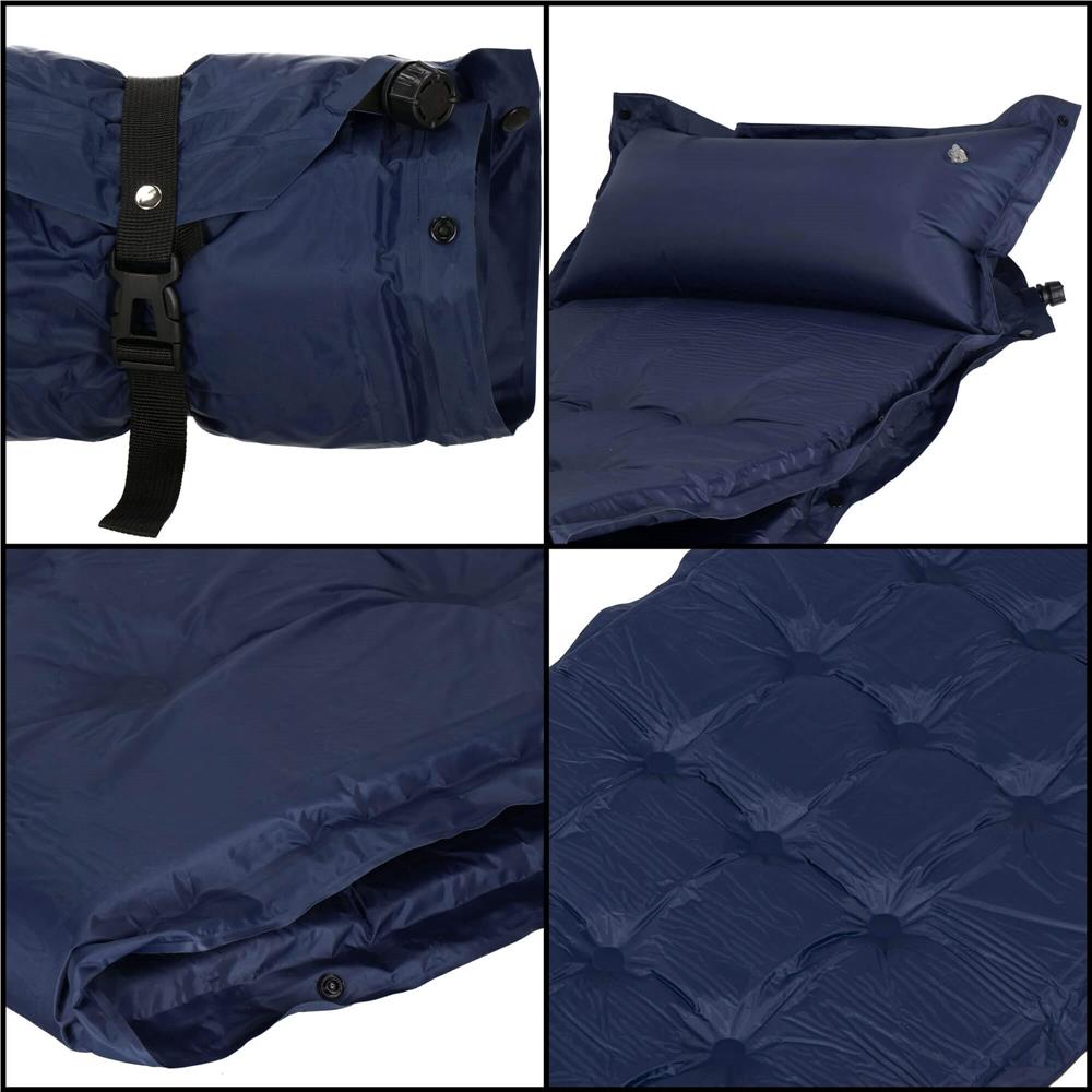 Saltea plabila cu perna din spuma poliuretanica, cu autoumflare, 193x68x3.5cm, bleumarin
