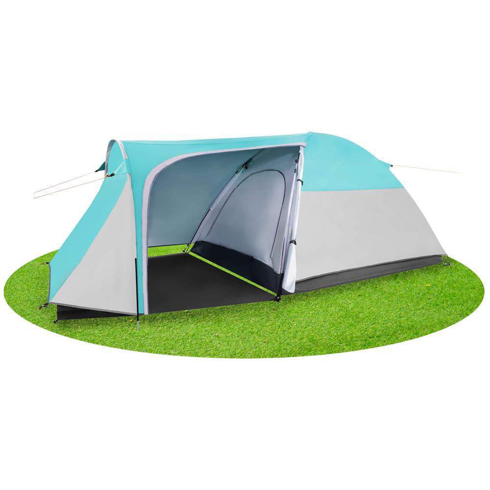 Cort plaja sau camping, impemeabil, cu terasa, 4 locuri, 175x310x130cm, gri albastru - 4