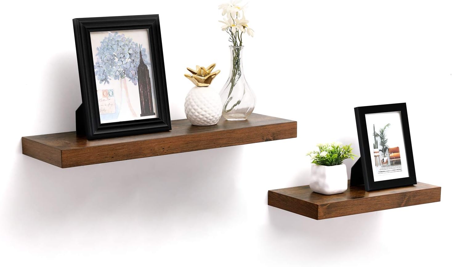 VASAGLE Raft de perete suspendat plutitor, MDF, sistem montare inclus, 80x20x4cm, vintage maro