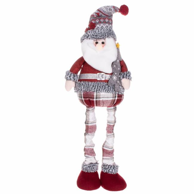 Figurina Craciun, Mos Craciun, picioare telescopice, inaltime extensibila 57-80cm