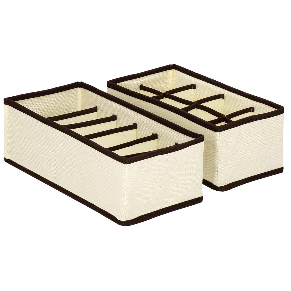 Set 4 organizatoare Sersimo sertar pentru sosete/lenjerie, crem