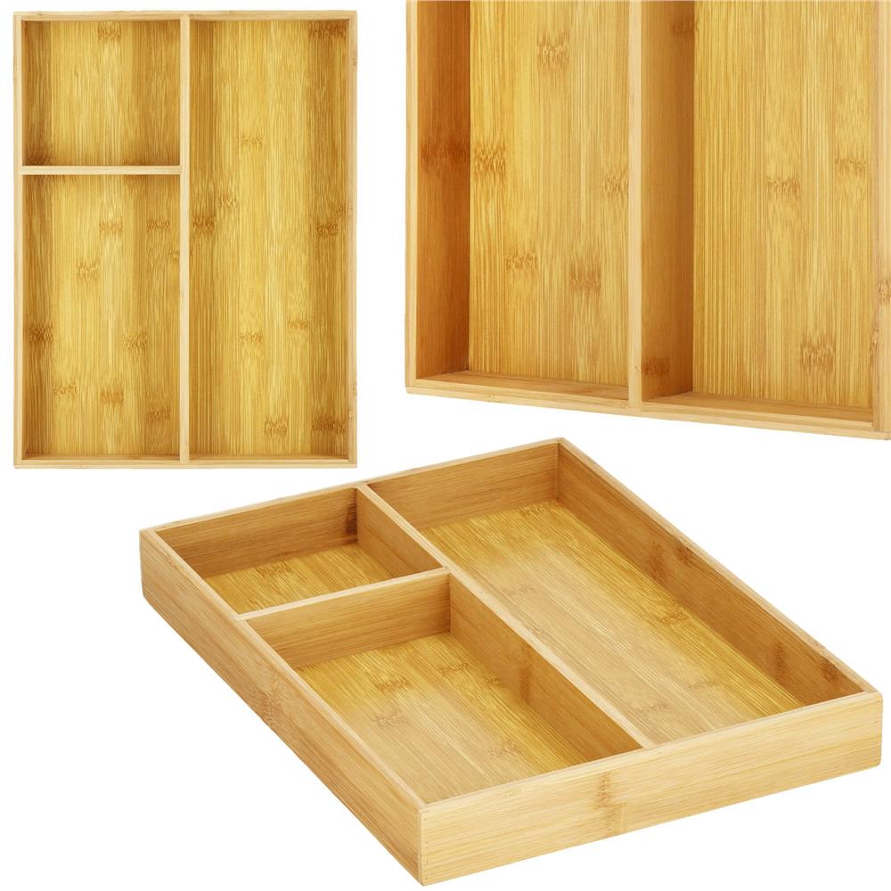 Organizator tacamuri si ustensile bucatarie, bambus, 40x30x5cm