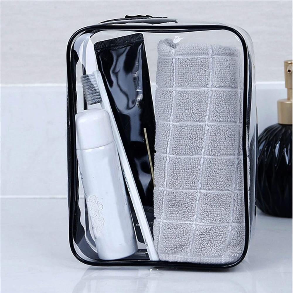 Set 3 genti organizatoare de calatorie cu fermoar, diverse dimensiuni, transparente