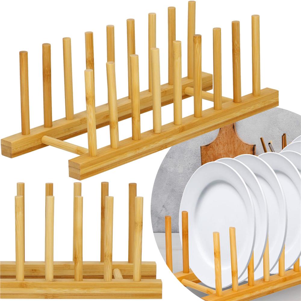 Suport organizare farfurii sau capace oala, din bambus, 34x13x13cm, natur