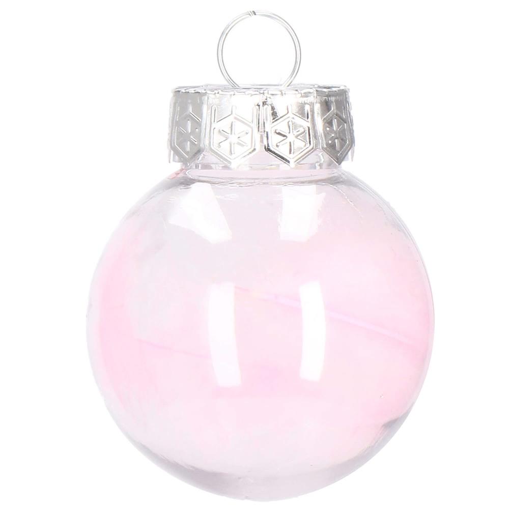 Set globuri de Craciun Inedit, 24 bucati, 5cm, transparente si roz pal