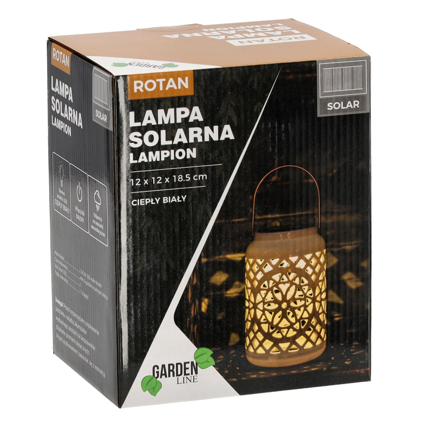Felinar decorativ solar, LED, pentru exterior, 12x12x18.5cm, alb