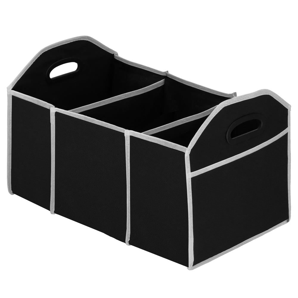 Organizator dulap Sersimo tip lada, 3 compartimente, textil, negru