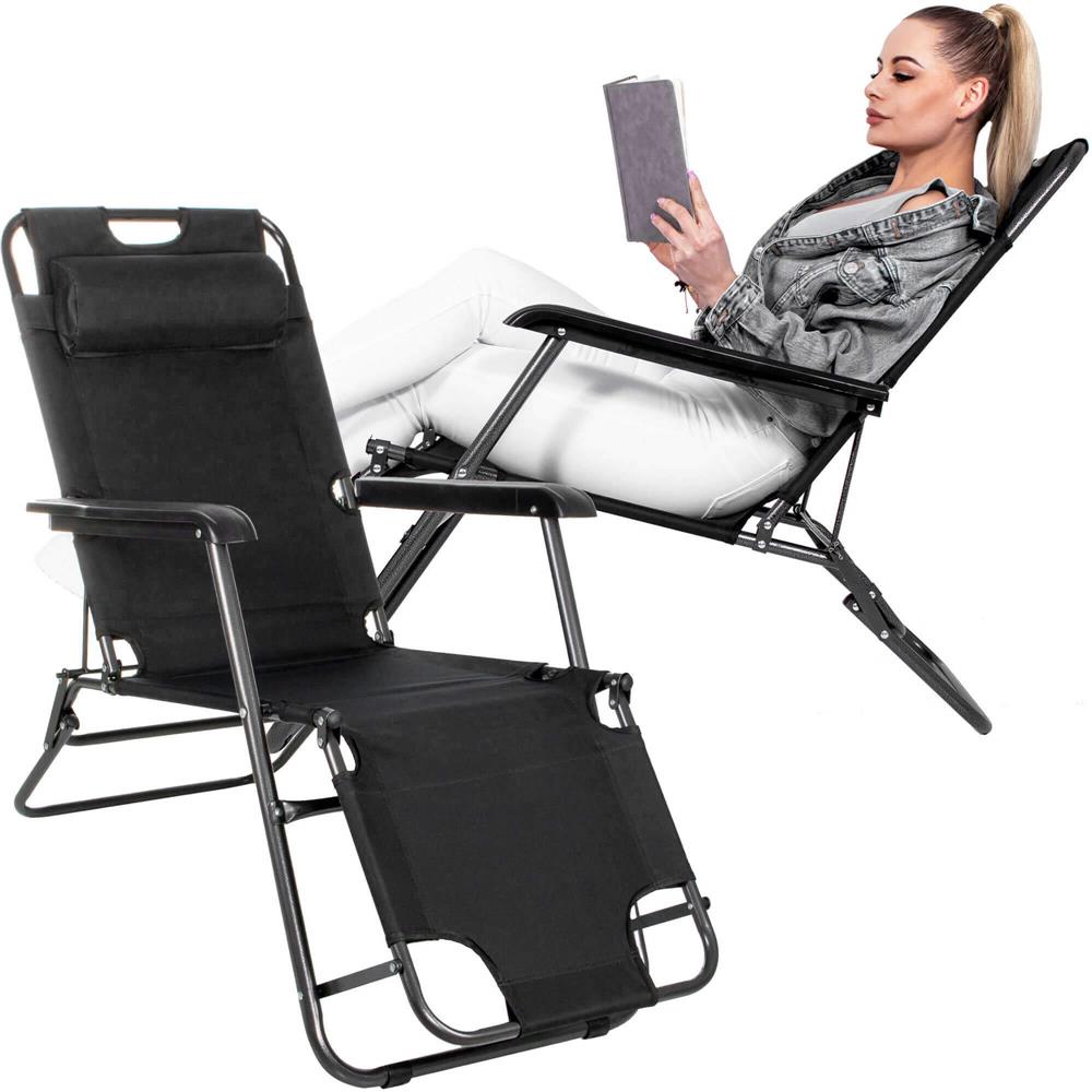 Sezlong pliabil Relax Zero Gravity, 80x60x153cm, negru