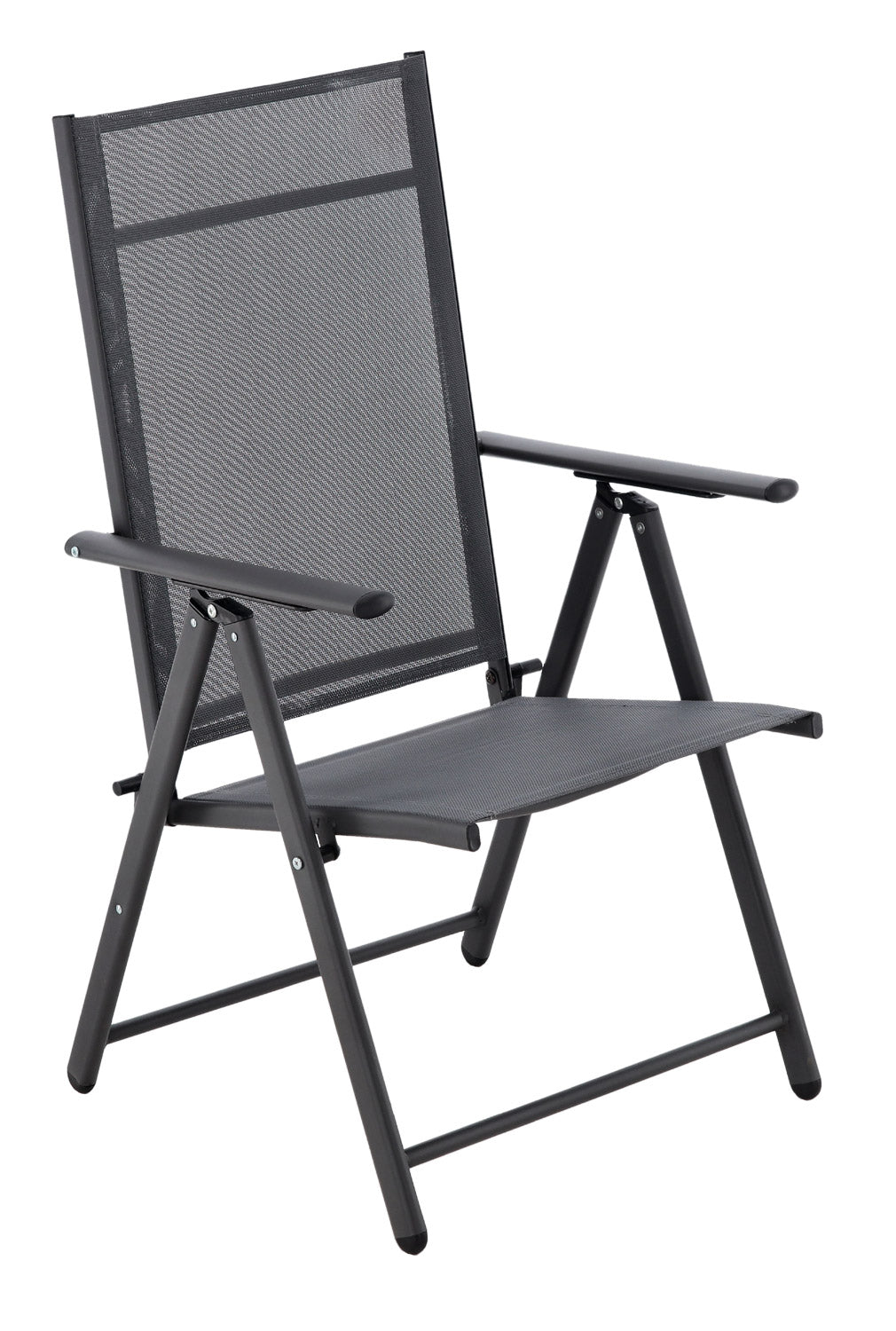 Scaun metalic de gradina, pliant, cu spatar reglabil, din otel, 60x58x100cm, gri