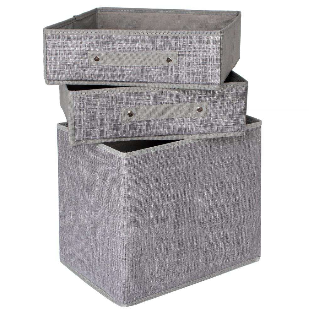 Organizator dulap tip lada cu 2 sertare, Sersimo, textil, gri