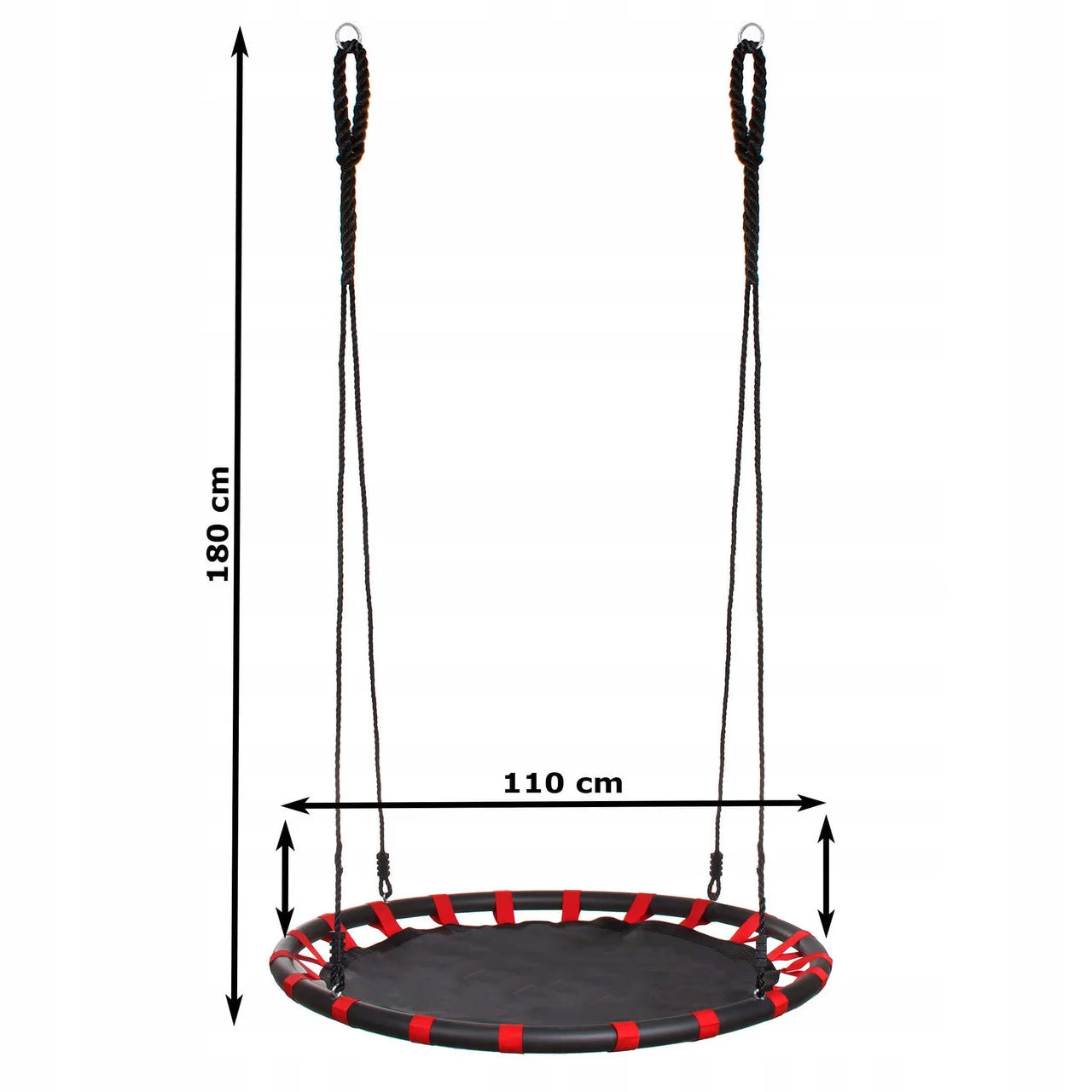 Leagan tip cuib Sersimo NS5, diametru 110cm, inaltime reglabila, pentru exterior, sarcina 100 kg, Rosu Negru