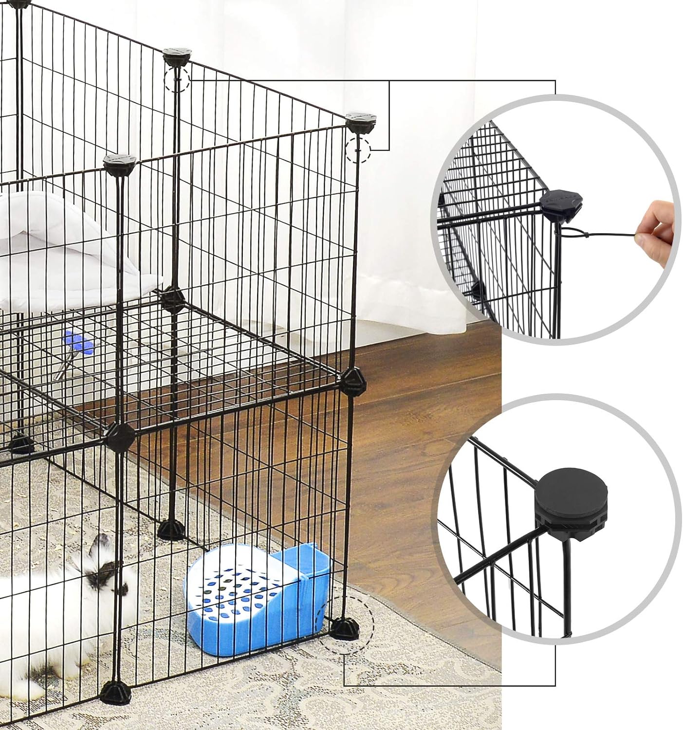 SONGMICS Tarc metalic pentru rozatoare sau alte animale mici, 2 nivele, modular, 143x73x71cm, negru