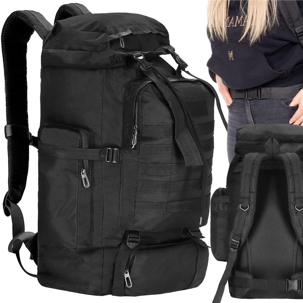 Rucsac drumetie de capacitate mare, 60L, compartimentat, hamuri reglabile, negru