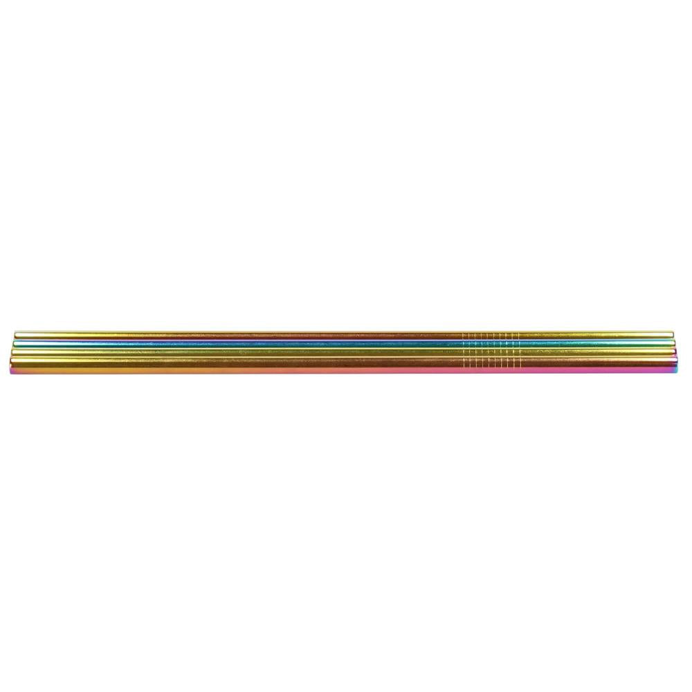 Set 8 paie metalice multicolor (holo), reutilizabile, cu husa depozitare si perii curatat, 215x6 mm