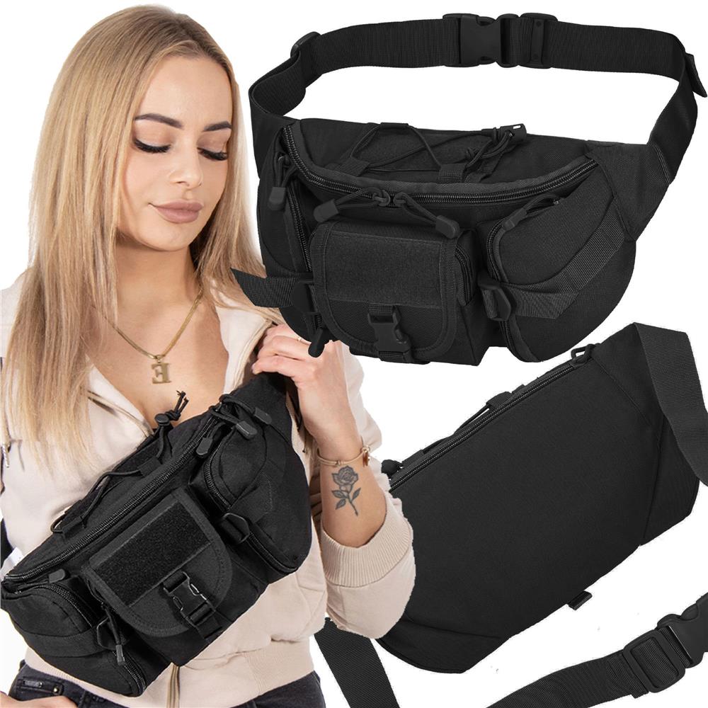 Borseta incapatoare pentru umar sau brau, impermeabila, unisex, 37x19cm, negru