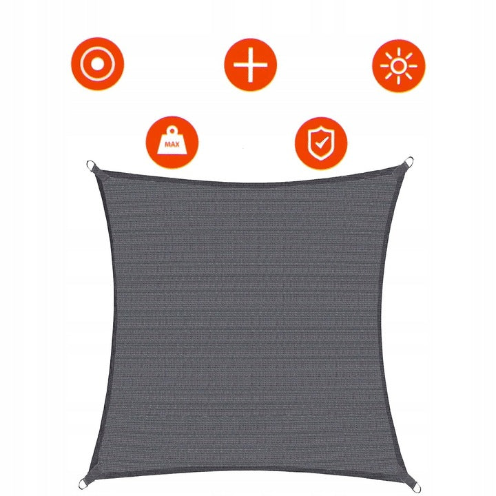 Copertina prelata de soare, patrata, impermeabila cu protectie UV, 4x4m, gri - 5