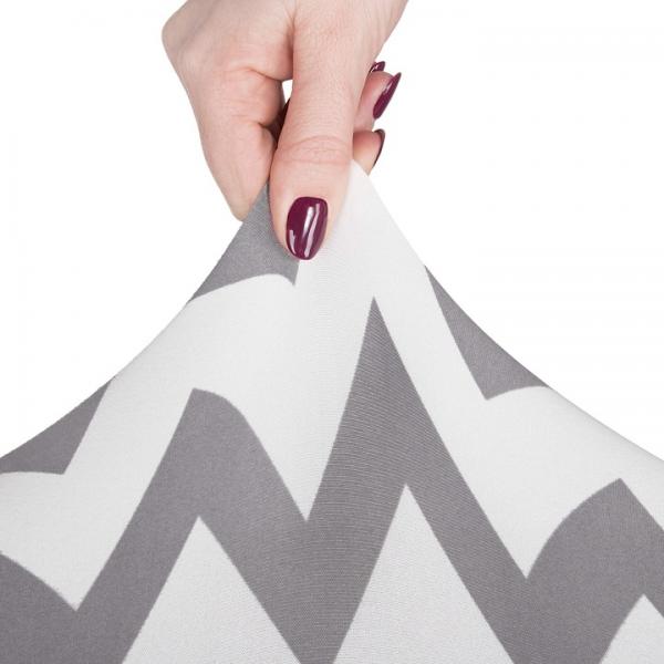 Set 4 huse universale pentru scaun, marime universala, poliester si spandex, 45 cm x 60 cm, zig zag, alb gri - 4