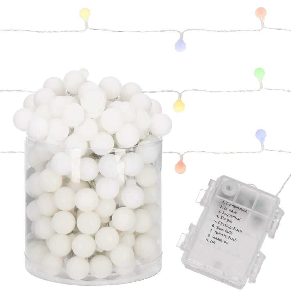 Instalatie bile luminoase pentru gradina, 7,5 metri, 50 LED-uri, cu baterii, multicolor