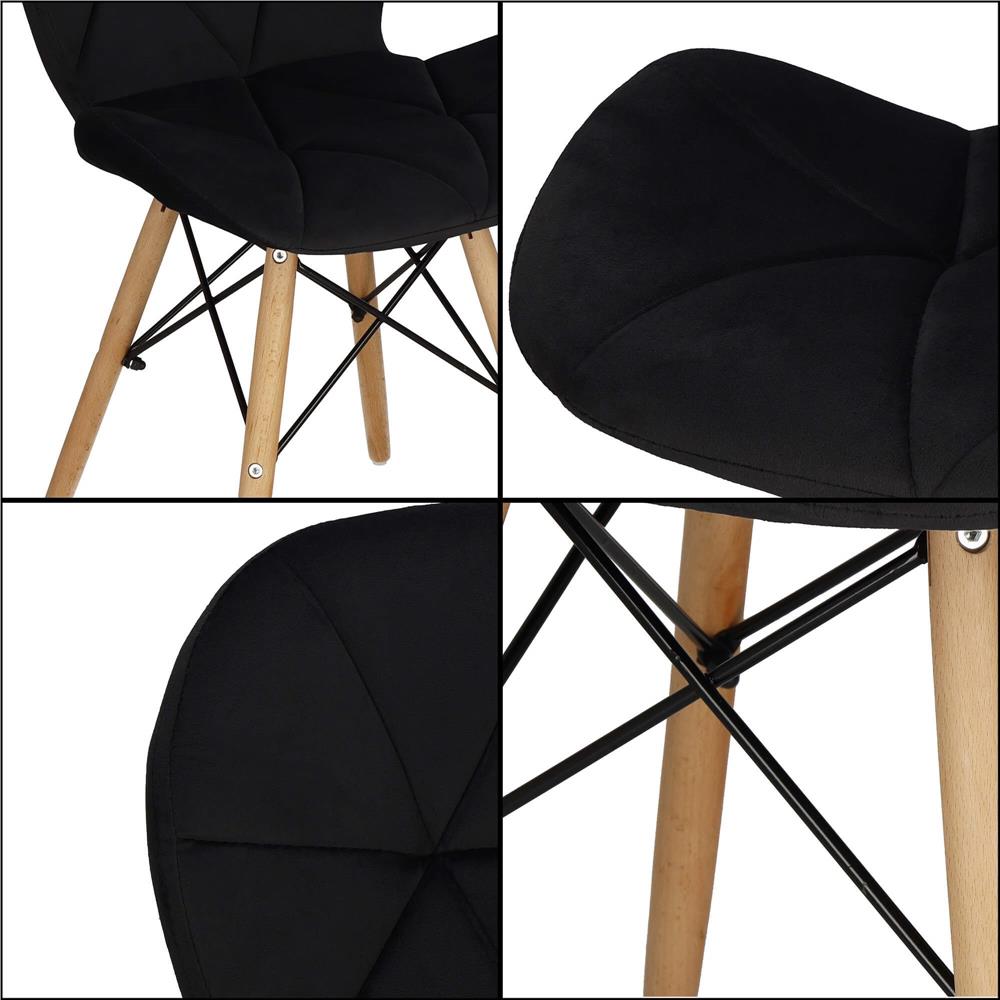 Set 4 scaune dining Torino pentru bucatarie tapitat cu catifea, 40x72cm, negru
