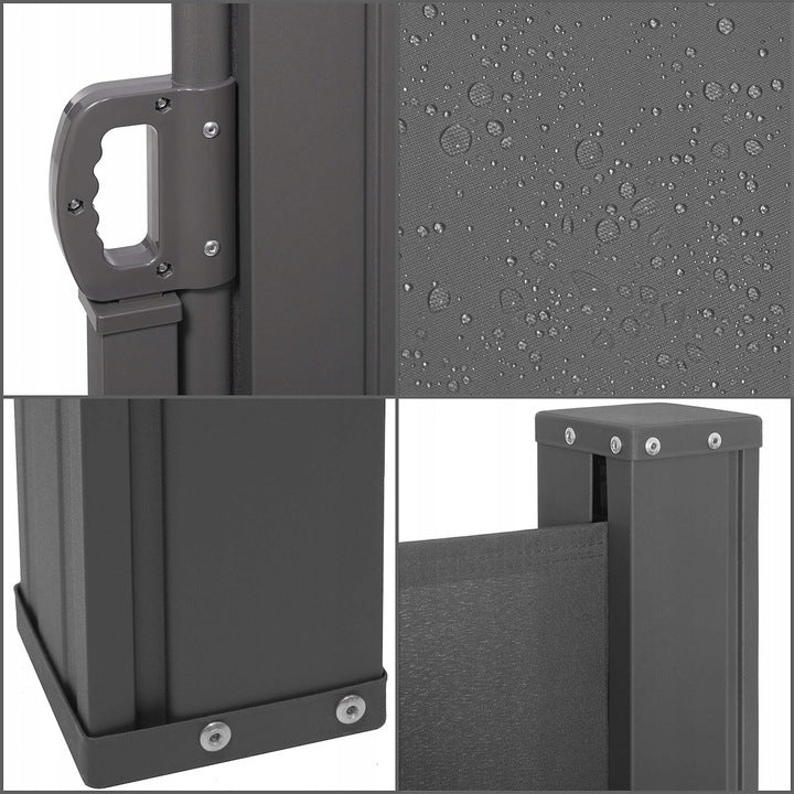 Paravan lateral pentru intimitate, extensibil, sistem fixare inclus, 160x300cm, gri inchis - 5