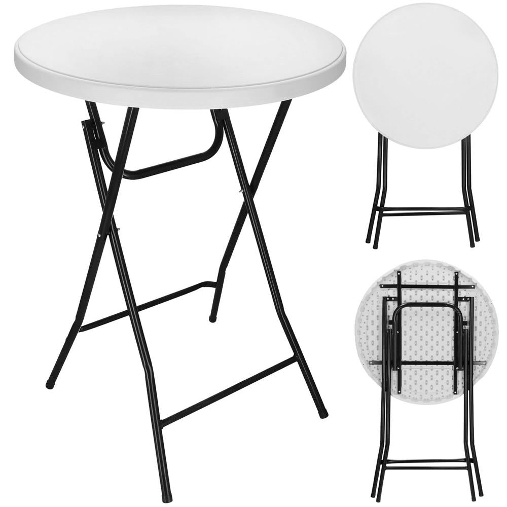 Masa catering profesionala pentru evenimente, inalta, cu picioare metal pliabile, rotunda, d 80 cm, h 110 cm, alb - 5