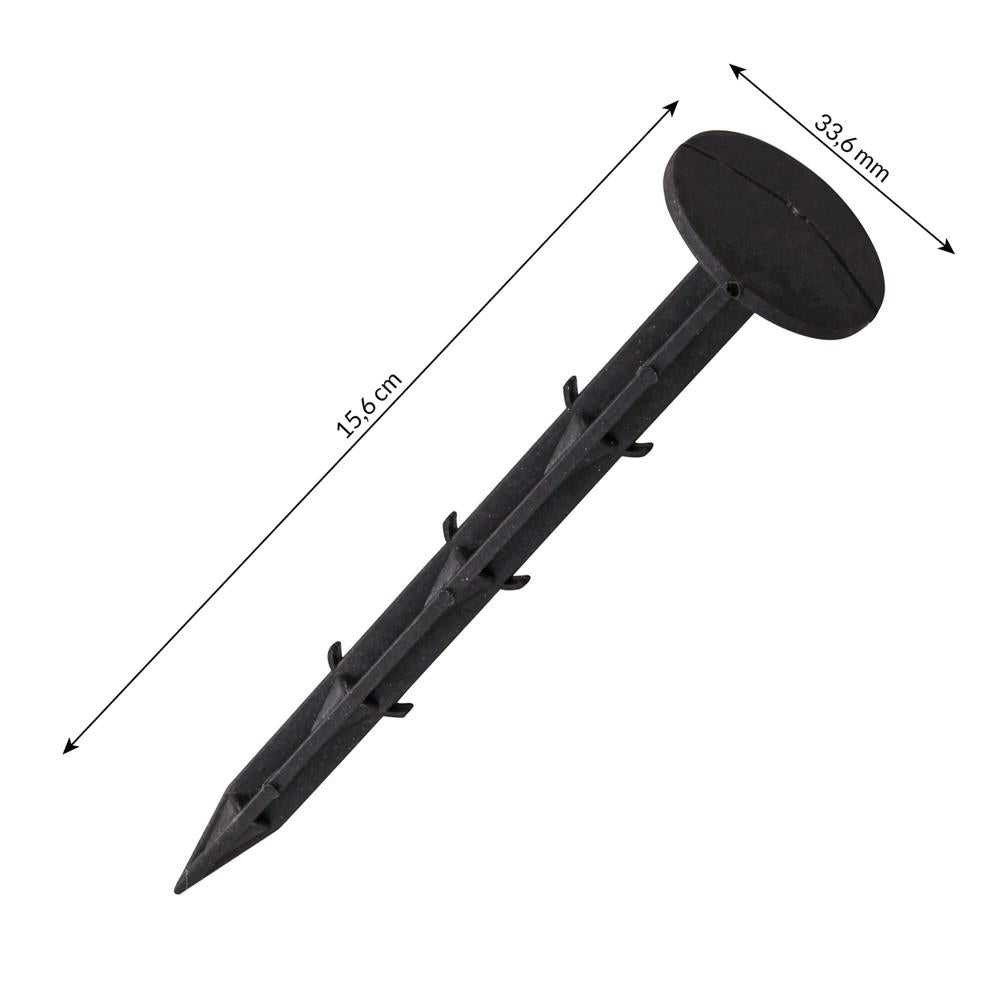 Set 50 cuie plastic fixare folii, tip ancora harpon, 150x33 mm, negru