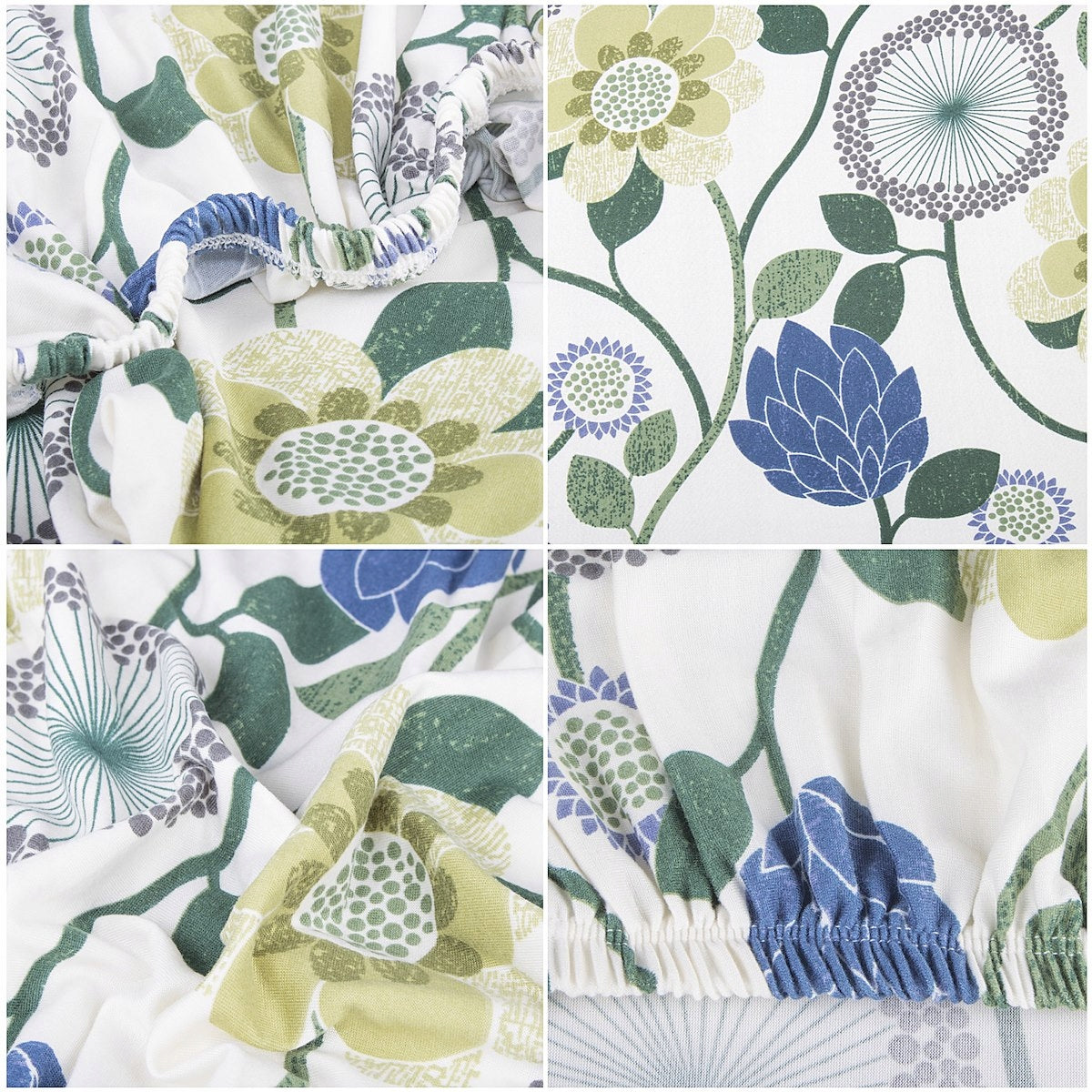 Set 4 huse universale pentru scaun, marime universala, poliester si spandex, 45 cm x 60 cm, imprimeu floral, gri - 6