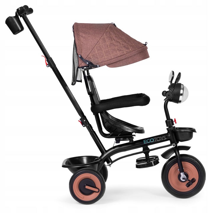 Tricicleta 3 in 1 pentru copii 61x41x25 cm, sezut rotativ, lumina si sunete, cadru otel si roti EVA, negru